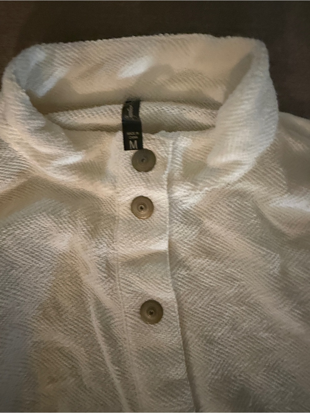 Zara White Button-Front Funnel Collar Pea Coat